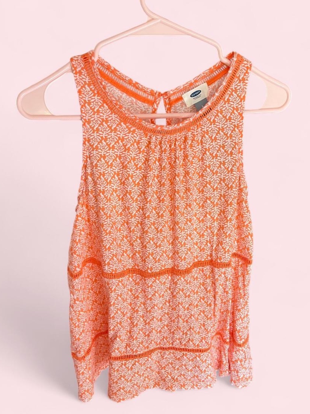 Old Navy Orange & White Sleeveless Tank Top Size S